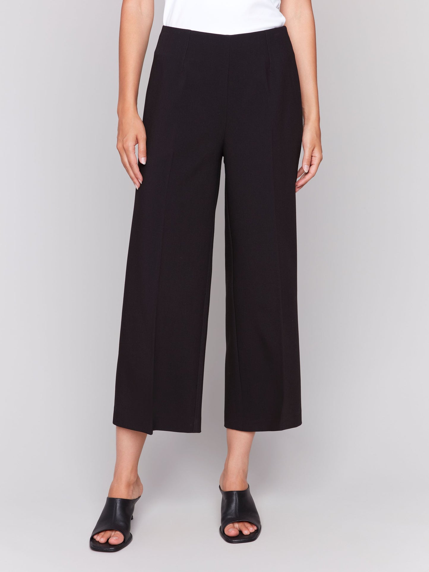 Pants With Side Zipper And Wide Leg